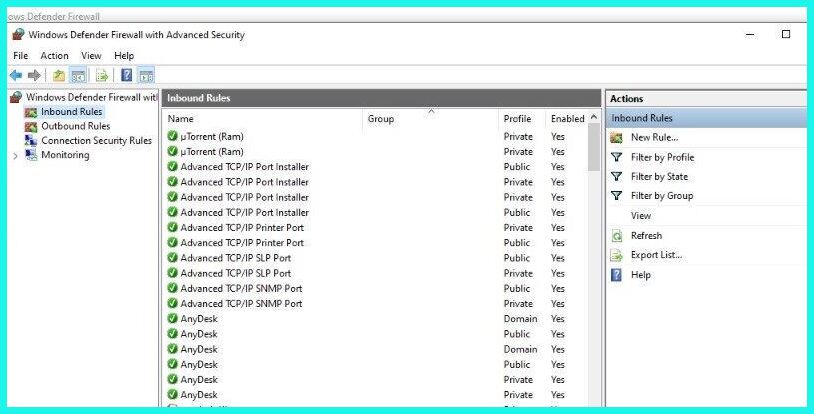 Inbound rules high ping