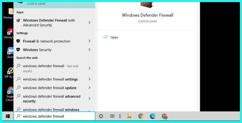 Windows defender firewall
