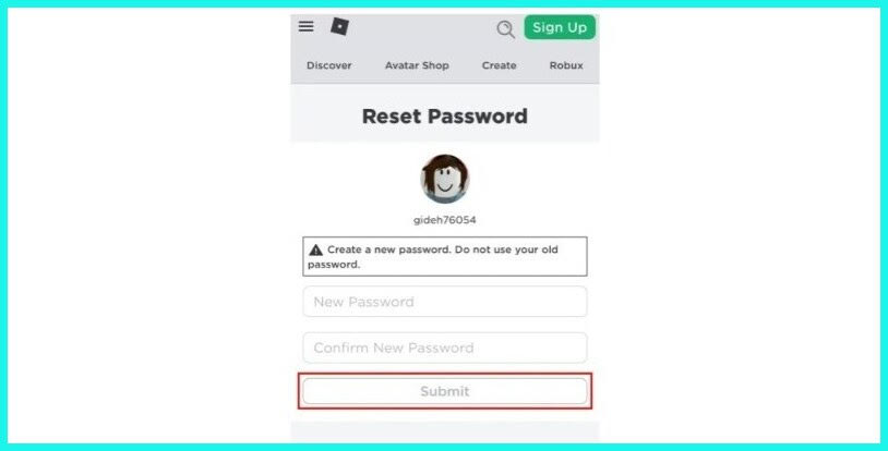 Reset your roblox password