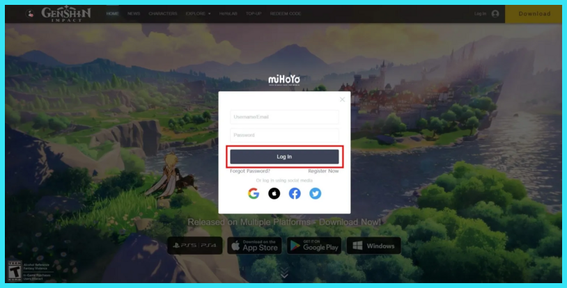 Access your Genshin Impact account.