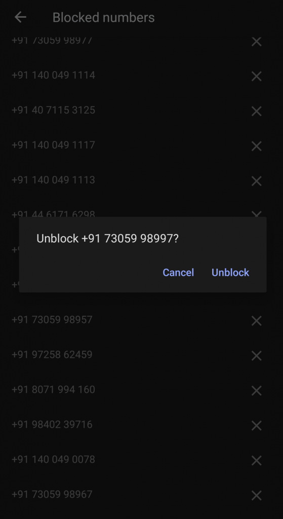 unblock contacts