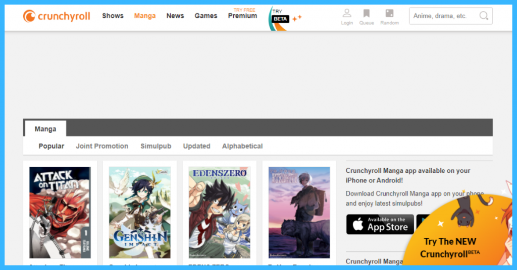 Crunchyroll manga apps