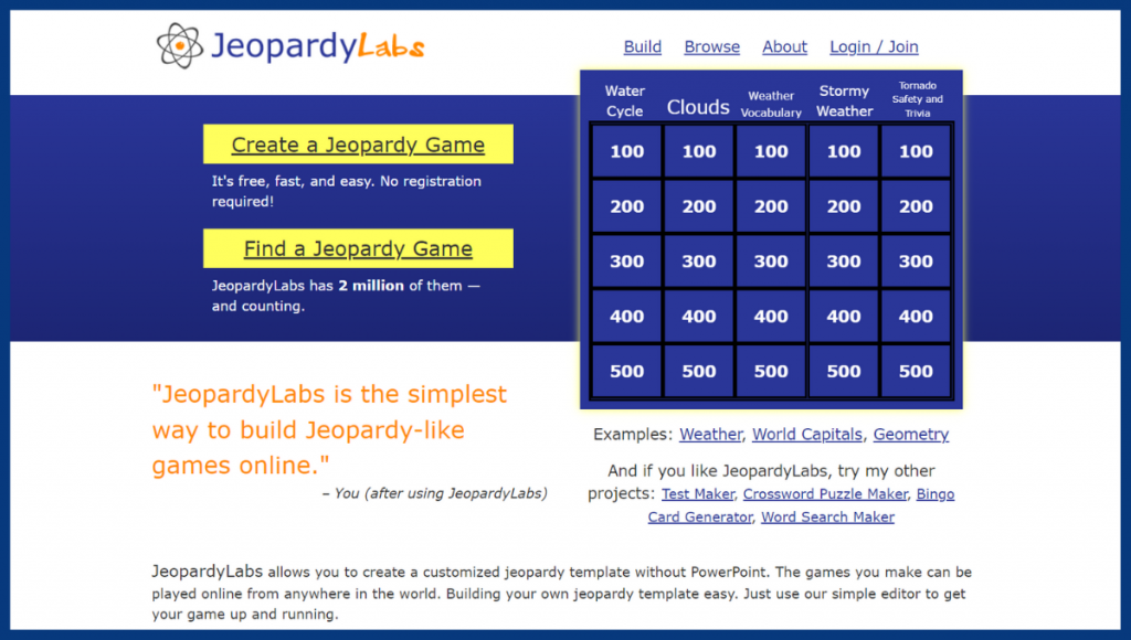 jeopardylabs games like kahoot and quizizz