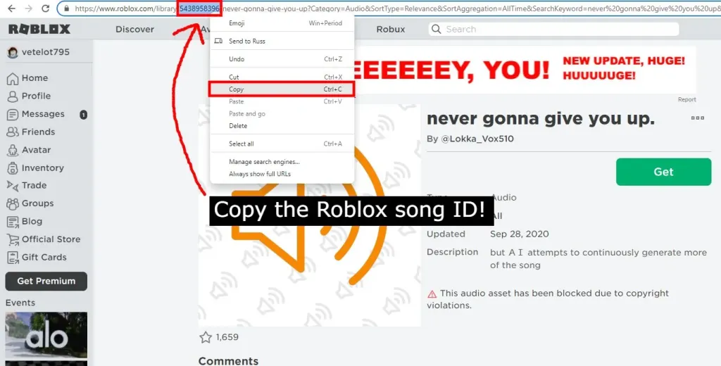  Take note of the Roblox song ID.