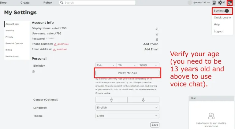 Confirm your age Roblox Voice Chat