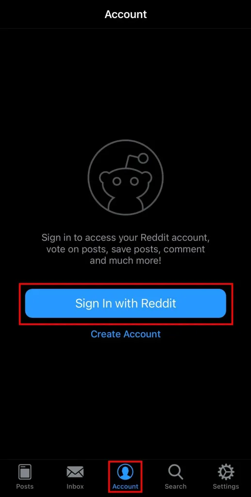 Log in to Reddit App